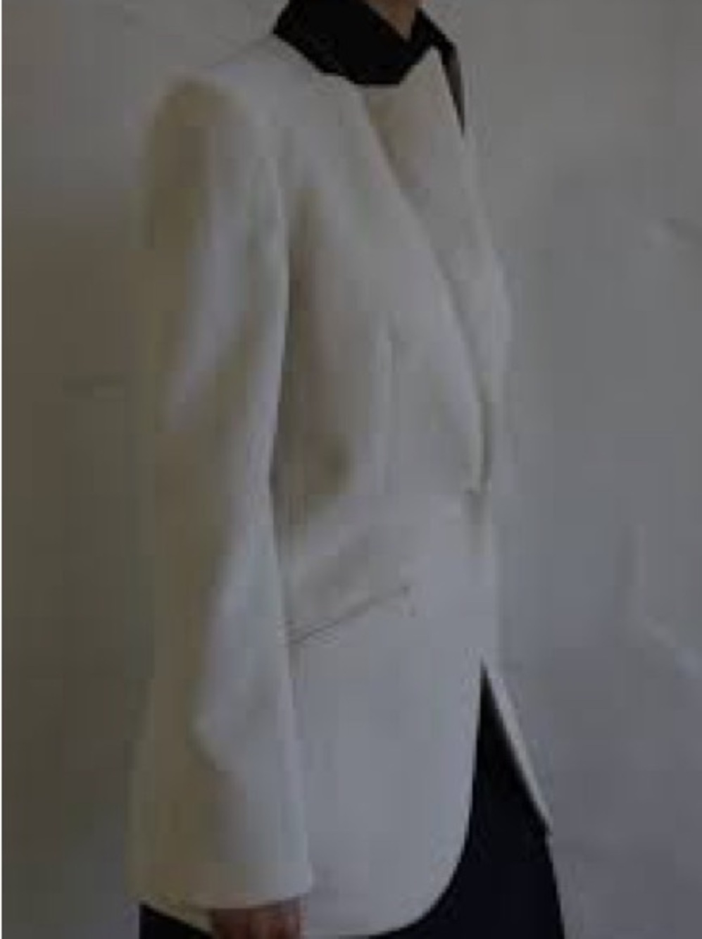 BCBGMaxAzria White Open-Front Blazer with Black Collar